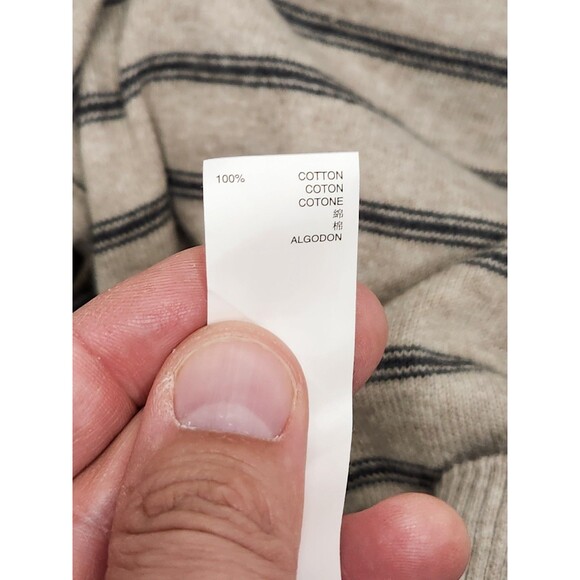 Gap Cardigan Sweater Men L Tan Striped Cotton Lightweight Classic Preppy Grandpa - Picture 5 of 7